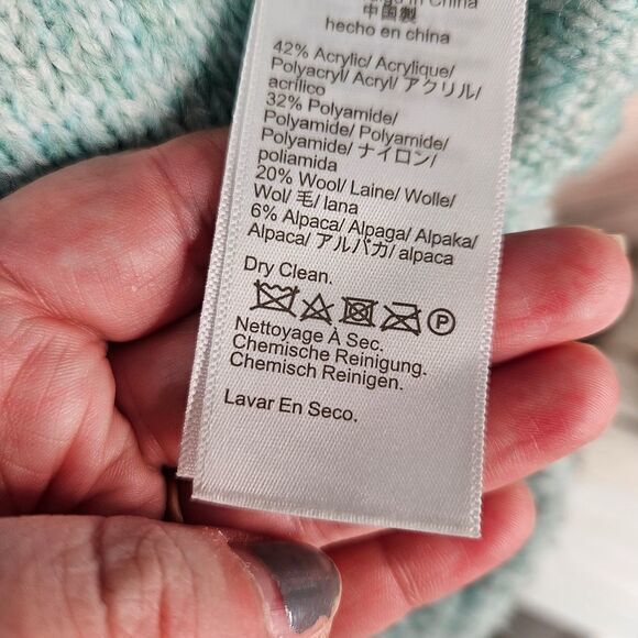 J.Crew Mint‎ Green Textured Knit Sweater Balloon Sleeve Cozy Pullover Size S - Picture 6 of 7